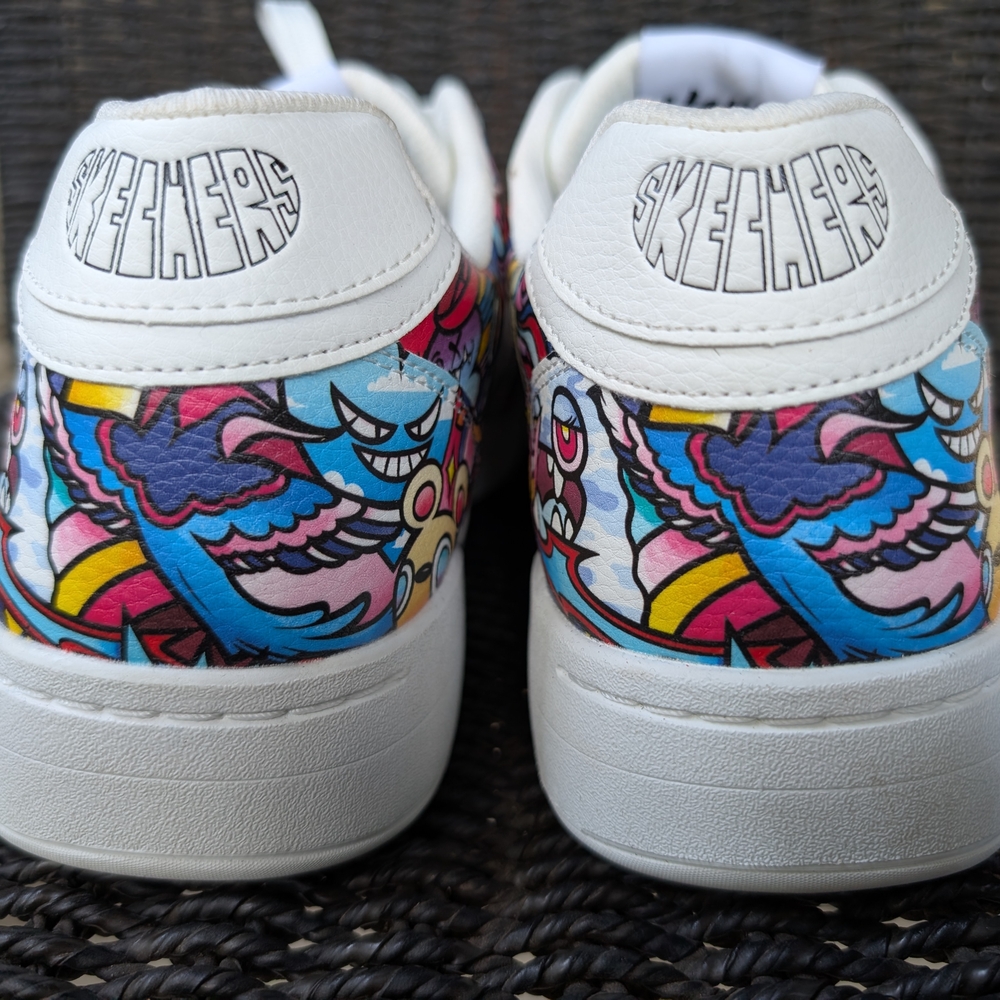 Skechers x Vexx koopa-Volley Doodle White Sneakers with Colorful Graphics
